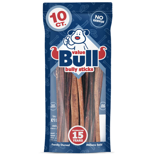 ValueBull Bully Sticks for Dogs, Medium 12 Inch, 10 Count