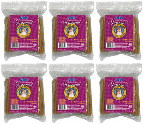 Cadet Gourmet Pork Hide Twist Sticks Dog Treats, 5 Inch, 1 Pound, 6 Pack
