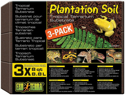 Exo Terra Plantation Soil, 8 Quart, 3 Count, 4 Pack
