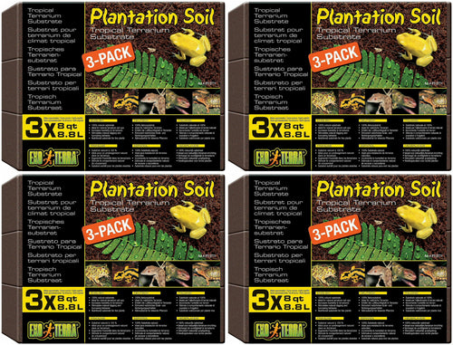 Exo Terra Plantation Soil, 8 Quart, 3 Count, 4 Pack