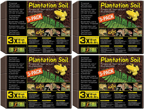 Exo Terra Plantation Soil, 8 Quart, 3 Count, 4 Pack