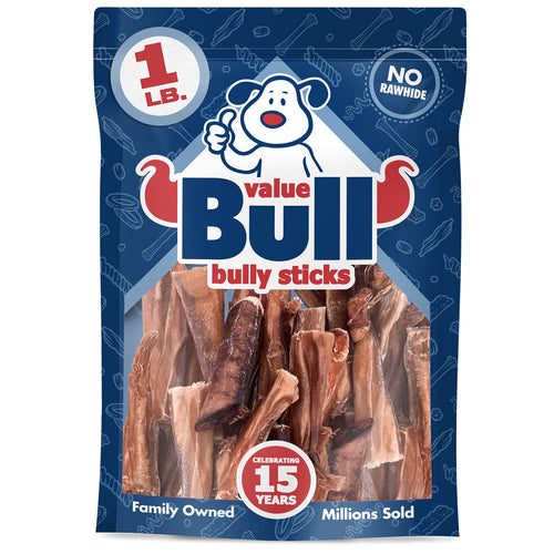ValueBull Bully Stick Bits Dog Treats, 0-4 Inch, 1 Pound