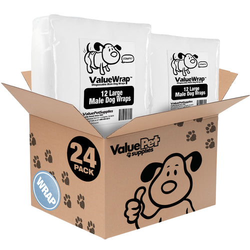 ValueWrap Male Wraps, Disposable Dog Diapers, 2-Tabs Large, 24 Count