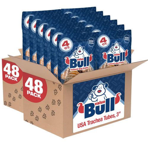 ValueBull USA Beef Trachea Tubes Dog Chews 3 Inch, 96 Count