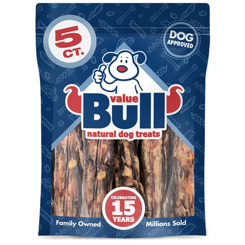 ValueBull USA Oxtail Dog Chews, 4-6 Inch, Hickory-Smoked, 60 Count