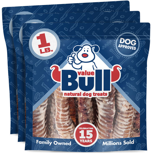 ValueBull USA Beef Trachea Tubes Dog Chews, 7 Inch, 3 Pounds