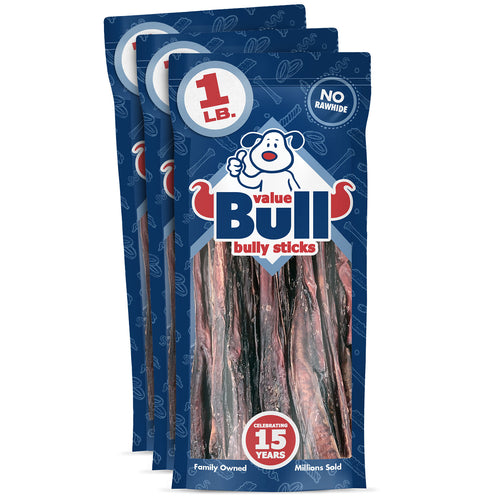 ValueBull USA Bully Sticks for Dogs, 12 Inch, Odor Free, 3 Pounds