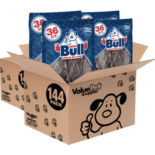 ValueBull USA Beef Jerky Dog Chews, 5 Inch, Hickory-Smoked, 288 Count