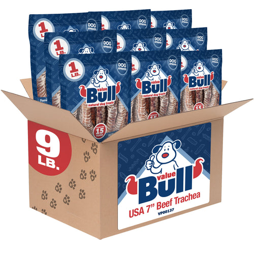 ValueBull USA Beef Trachea Tubes Dog Chews, 7 Inch, 9 Pounds