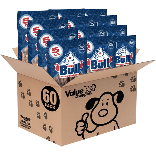 ValueBull USA Oxtail Dog Chews, 4-6 Inch, Hickory-Smoked, 60 Count