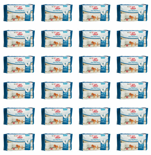 Four Paws Wee-Wee Male Dog Wraps, Disposable, X-Small/Small 12 Count, 24 Pack