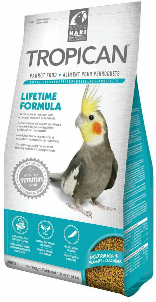 Tropican Lifetime Formula Granules Parrot Food, 2 milliliter, 4 Pound, 4 Pack