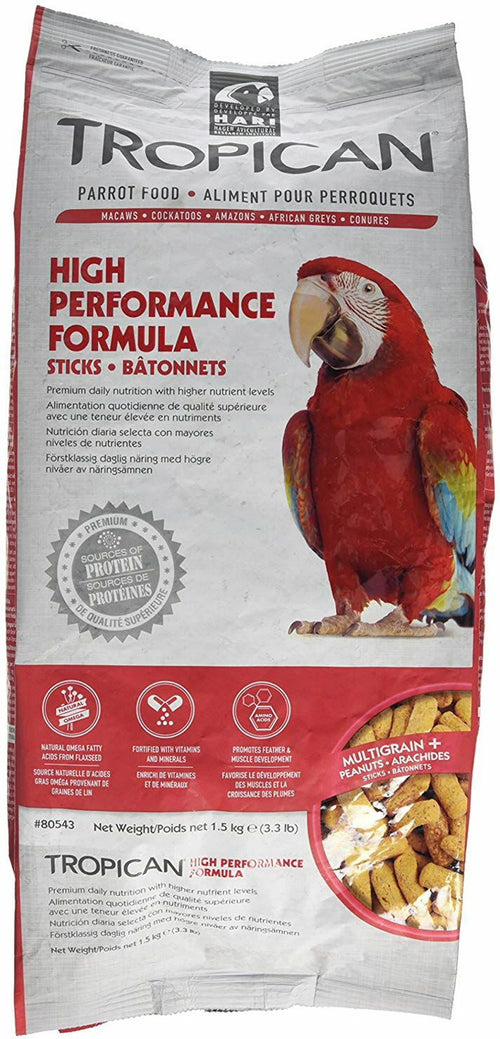 Tropican High Performance Formula Sticks Parrot Food, 3.3 Pound