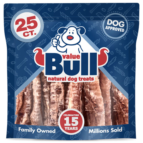 ValueBull USA Lamb Trachea Dog Chews, 4-7 Inch, 25 Count
