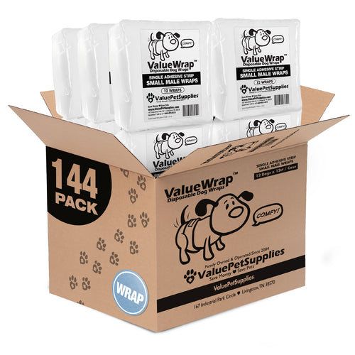 ValueWrap Male Wraps, Disposable Dog Diapers, 1-Tab Small, 144 Count
