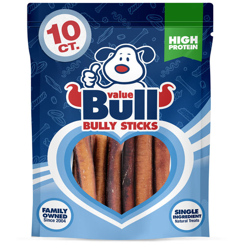 ValueBull Bully Sticks for Dogs, Jumbo 6 Inch, 10 Count