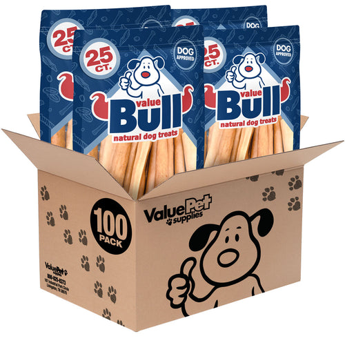 ValueBull Premium Cow Tails, Natural Dog Treats, Regular, 6 Inch, 100 Count