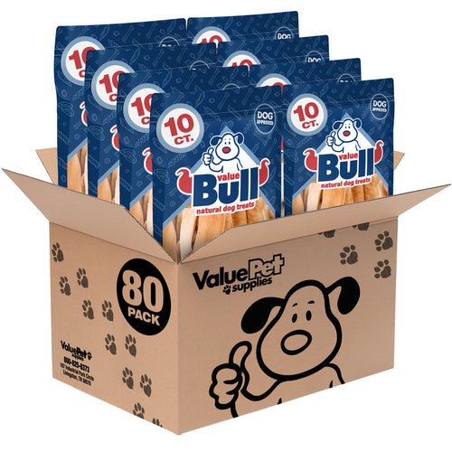 ValueBull Cheek Slices, Premium Beef Dog Chews, Thick 5-6 Inch, 80 Count