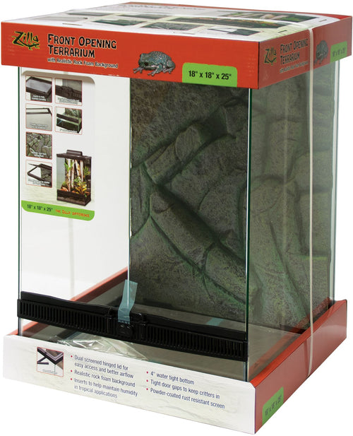 Zilla Front Opening Terrarium Black 18 x 18 x 25in