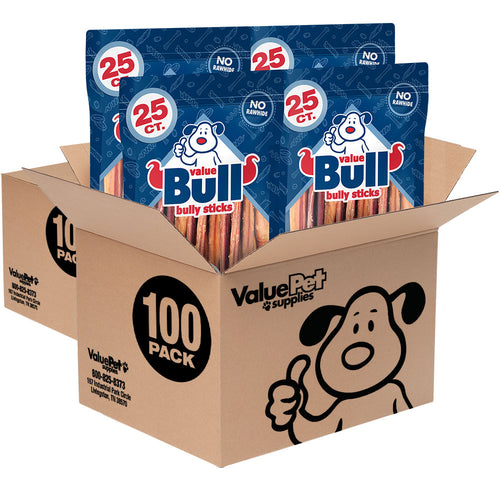ValueBull Bully Sticks, Low Odor Premium Dog Chews, Medium 6", 200 ct