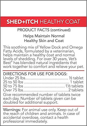 Vet's Best Shed + Itch Healthy Coat Chewable Tablets for Dogs, 50 Count