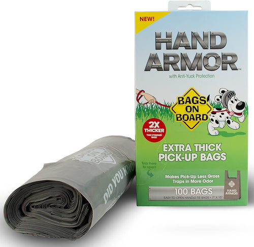 Bags on Board Poop Waste Pick-Up Bags, Hand Armor Extra Thick, 100 Count, 6 Pack
