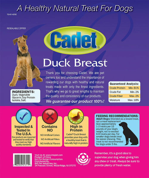 Cadet Duck Breast Dog Treats, Gourmet, 1.75 Pound, 4 Pack