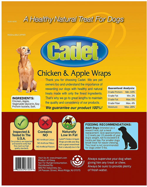 Cadet Chicken & Apple Wraps Dog Chews, Gourmet, 14 Ounce