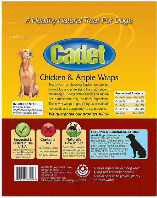 Cadet Chicken & Apple Wraps Dog Chews, Gourmet, 14 Ounce, 6 Pack