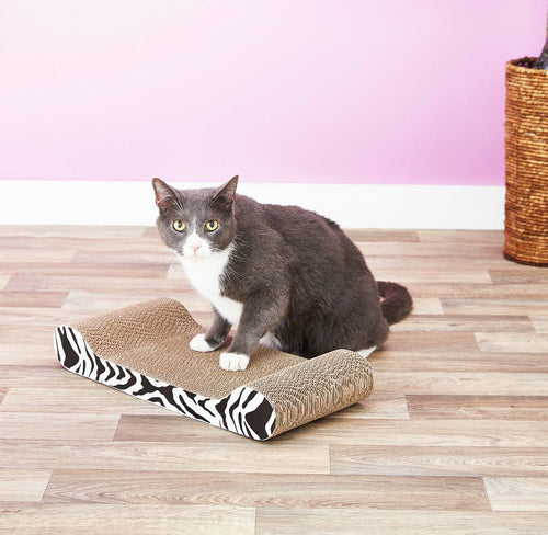 Catit Style Patterned Cat Scratcher withCatnip, White Tiger Lounge