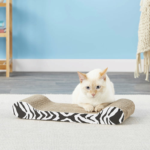 Catit Style Patterned Cat Scratcher withCatnip, White Tiger Lounge