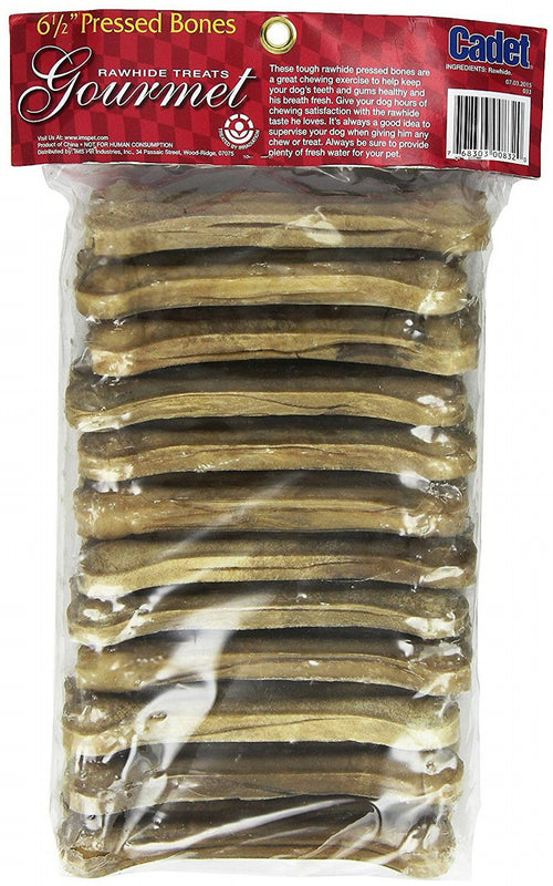Cadet Pressed Rawhide Bone, 6.5 Inch, 12 Count, 3 Pack