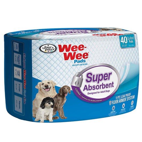 Four Paws Adult Wee Wee Pads, 24x24 Inch, 40 Count, 10 Pack
