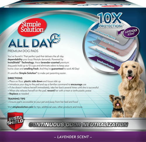 Simple Solution Training Pads for Dogs, All Day Premium, Lavender, 23x24 Inch, 50 Count, 2 Pack