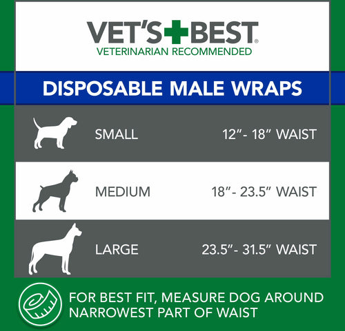 Vet's Best Male Wraps for Dogs, Comfort-Fit Disposable, Small, 12 Count