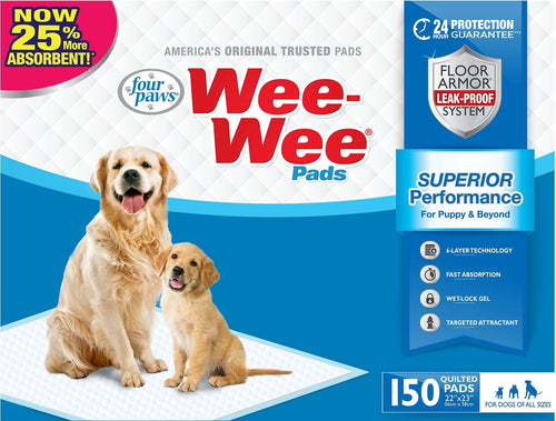 Four Paws Wee Wee Pads for Dogs, 22x23 Inch, 150 Count, 2 Pack