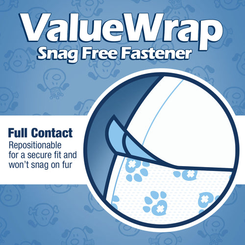 ValueWrap Male Wraps, Disposable Dog Diapers, 1-Tab Medium, 72 Count