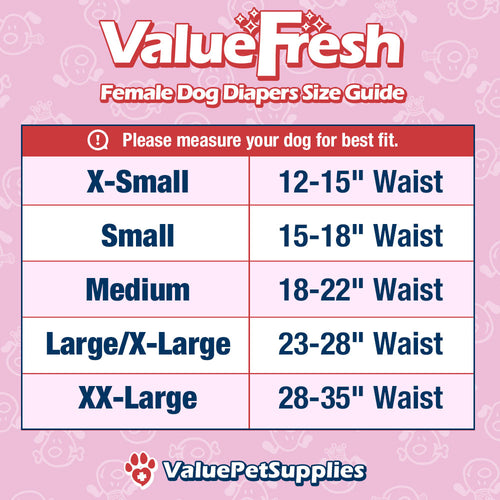 ValueFresh Female Dog Disposable Diapers, Large/X-Large, 288 Count BULK PACK