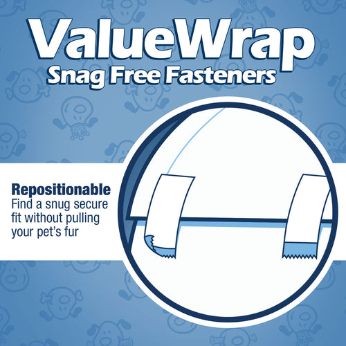 ValueWrap Male Wraps, Disposable Dog Diapers, 2-Tabs Large, 144 Count
