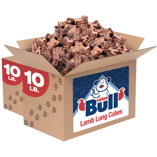ValueBull Lamb Lung Cubes, Premium 20 Pounds BULK PACK