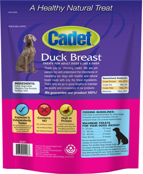 Cadet Gourmet Duck Breast Dog Treats, 2.5 Pounds, 15 Pack