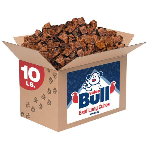 ValueBull Premium Beef Lung Cubes, 0-2 Inch, 10 Pounds BULK PACK