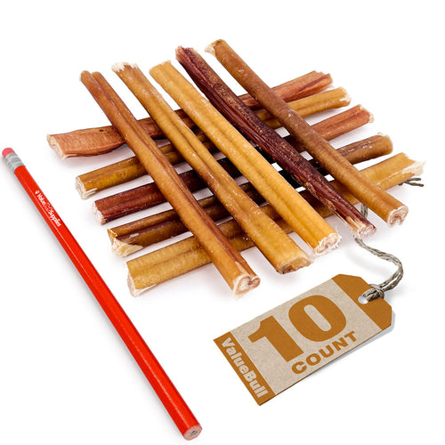 ValueBull USA Bully Sticks for Small Dogs, Thin 6 Inch, Odor Free, 10 Count