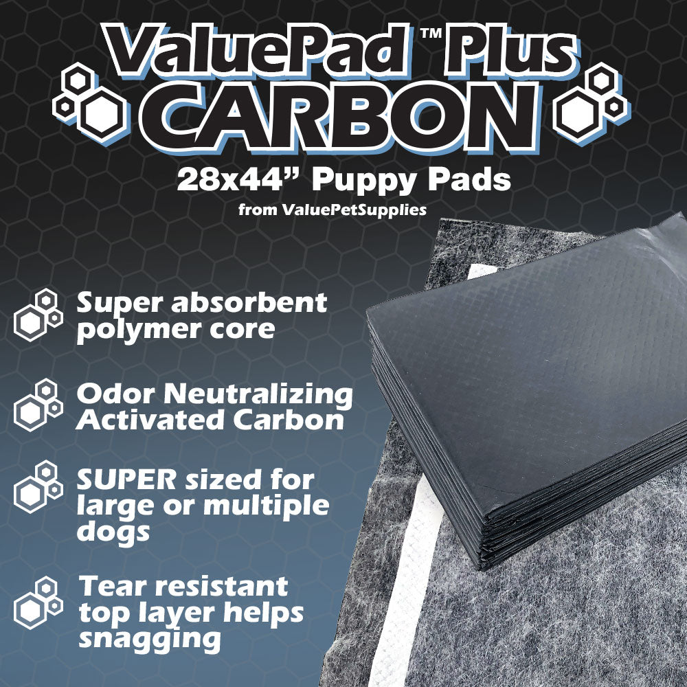ValuePad Plus Carbon Puppy Pads, XXL Gigantic 28x44 Inch, 200 Count BULK PACK