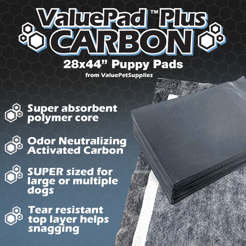 ValuePad Plus Carbon Puppy Pads, XXL Gigantic 28x44 Inch, 50 Count