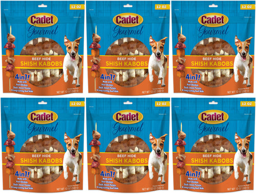 Cadet Gourmet Triple-Flavored Shish Kabobs Dog Treats, 12 Ounces, 6 Pack