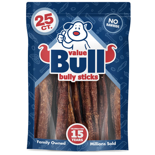ValueBull Bully Sticks for Dogs, Thick 4-6", Varied Shapes, 25 ct