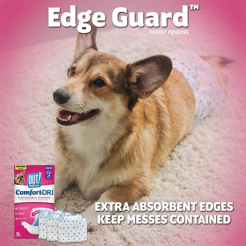 OUT! Disposable Diapers for Dogs, X-Small/Small, 16 Count, 8 Pack