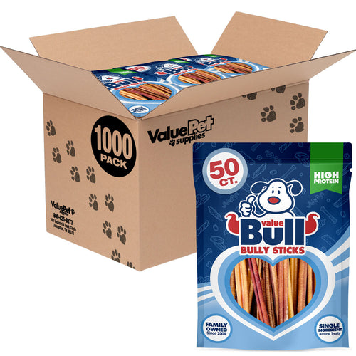 ValueBull USA Bully Sticks for Small Dogs, Thin 6 Inch, Odor Free, 1,000 Count