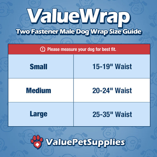 ValueWrap Male Wraps, Disposable Dog Diapers, 2-Tabs Large, 288 Count BULK PACK